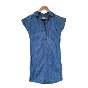 J. Crew Short Sleeve Chambray Shirt Dress Size XXXS Blue Denim